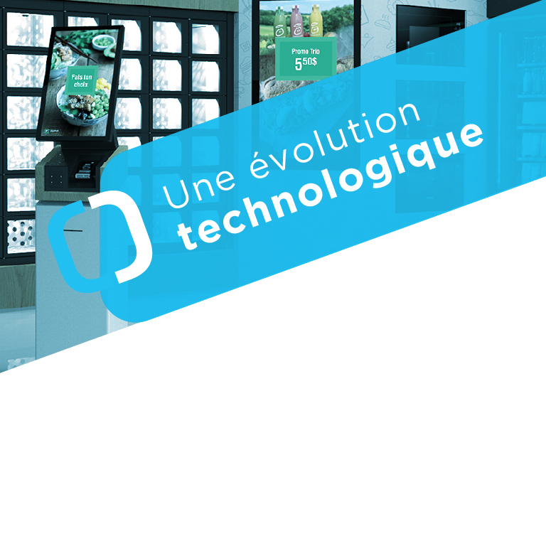 Une evolution technologique. Machines distributrices hi-tech.